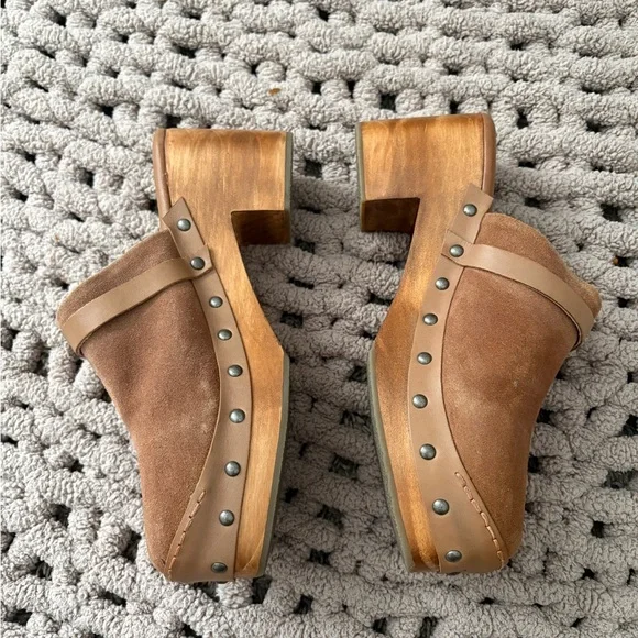 Free People Calabasas Clog Brown Suede Studded Heeled Boho Women’s size 38 NWOT - Picture 2 of 5